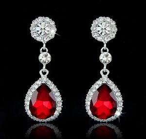 Fashion Bridal Jewelry Crystals Earrings Silver Rhinestones Long Drop Earring 5 Colors Wedding Gift2719407