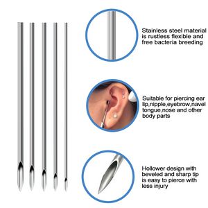 20pcs piercing iğneleri 12g/14g/16g/18g/20g sterilize edilmiş tek kullanımlık piercing iğne kulak burun meme dudak dövmesi delici alet tedariki