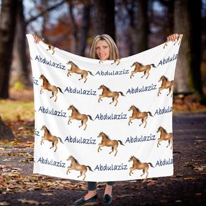 Name Personalized Baby Blanket Swaddling Baby Bedding Crib Animal Horse Crown Custom Newborn Gift Baby Blanket Birthday Gift