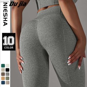 Yoga -Outfits nahtlose Leggings Frauen Yoga Hosen Scrunch Leggings Sport Strumpfhosen Rippen Fitnessstudium Legging Training Fitnesshose Frauen Legins Y240410