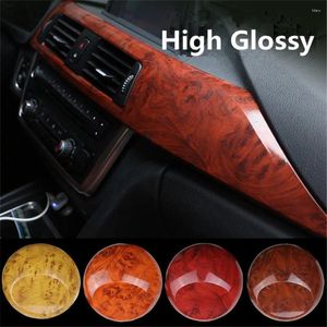 Window Stickers SUNICE 124CMx30CM High Glossy Wooden Grain Film Waterproof Wallpaper Wrap Car Interior/Kitchen Table/Door/Marble