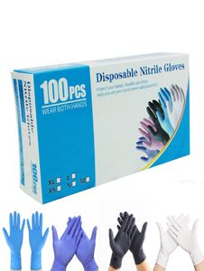 Guanti usa e getta in nitrile blu 100 pezzi in polvere nera non lattice di sicurezza non lattice per la pulizia del giardino domestico2256074