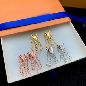 Elegant Earrings Brand Designer Letter Tassel Dangle Drop Earrings Gold Silver Plated Stainless Steel Ear Stud Fashion Women Jewerlry Wedding Party Gift