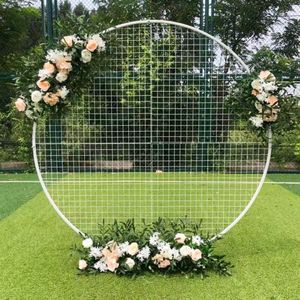 Bröllopsdekor Rekvisita smidesjärn Vit Grid Circle Flower Frame Party Arch Backdrop Diy Festival Stage Floral Shelf233R