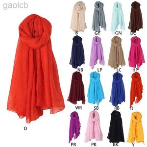 Scarves Fashion New 16 Colors Women Long Scarf Wrap Scarves Vintage Cotton Linen Large Shawl Hijab Elegant Solid Black Red White 240410