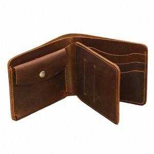Beste echte Leder -Herren -Brieftasche mit Münzentasche Minimalist BI Falten Sie reine Leder Brieftasche für Männer 55T8#