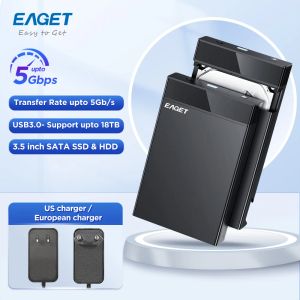 エンクロージャーEaget 3.5inch HDDケースUSB 3.0外部SATA SSDハードドライブケース5GBPS HDD SSDディスクケースボックス容量18TB PCラップトップ用