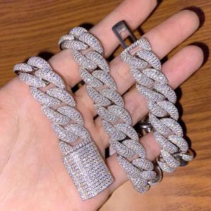 18mm Custom Pass Diamond Tester Hip Hop VVS Moissanite Cuban Link Iced Out 3 Rows Moissanie Stone Miami Chain