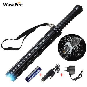 Ställer in kraftfull zoombar XML Q5 LED Telescopic Self Defense Stick Tactical Baton Rechargeble Flash Torch 186502478293p