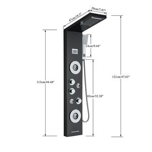 Duschkolonn Pannel Temp Display Skärm Regn Huvud Vattenfall Tub Kanen Väggmontering Big Massage Badrumssystem