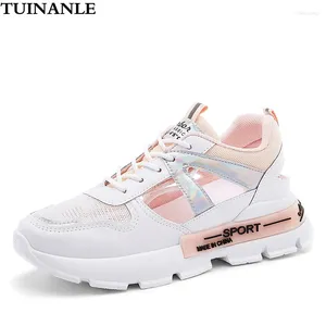 Fitness Shoes tuinanle Hollow Out Sneakers Women Sequined Clate Flat Platfer