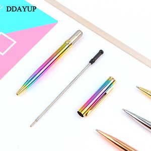 1 datorer Rainbow Colorful Pen Metal Ball Point Pen Bullet 1.0mm NIB Refill Office Writing Pen Rollerball Pen