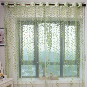 Folhas verdes cortinas rústicas pura para a cortina do quarto da sala para triagem de janelas Personalize Gaze Tull Home Textile