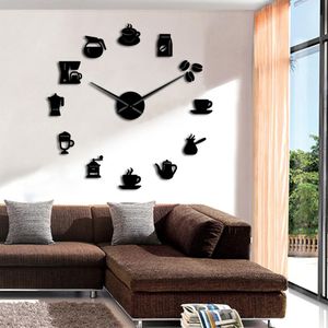 COFFICIO COLLO MOLTO DELLA parete fai -da -te Design moderno orologio da cucina orologio orologio per caffettiera arte decorativa per il negozio di caffè