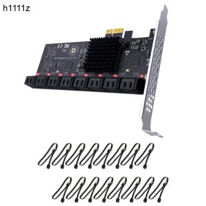 Cards Chi A Mining Roiser 16 PORT PCIE SATA CARD PCI EXPRESS CONTROLLER PCIE TO SATA 3.0 CARD CARD PCI E X1 SATA3 6GB + кабель + кабель