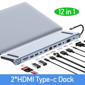 Stations MST hub usb c docking station 2x hdmi for laptop accessories MacBook pro Air Mac HP Dell XPS Lenovo Asus thunderbolt Dock HD