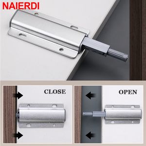 Naiserdi Aluminum Ligy Gabinete magnético pegam Push to Open Stops Touch Rebounding Kitchen Cabinet Invisible Pulls