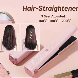 Profisional Hair Curling Iron Mini Hair Starten USB Laddning Trådlös keramisk stylingverktyg Curler Flat Dry Artistenare 240408