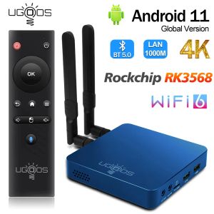 Box 2022 Ugoos UT8 Pro 4GB 64GB Android 11.0 TV Box RK3568 WiFi 6 USB3.0 1000M LAN BT5.0 Установите верхнюю коробку 4K BT Voice Demote Control