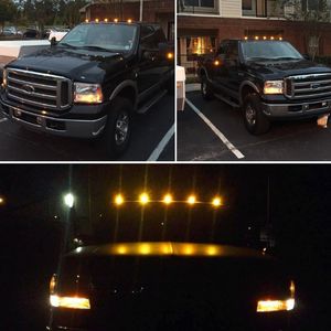 5pcs Marker Lamps Amber LED Cab Roof Top Running Lights For Truck SUV For Chevy GMC 1988-2002 (Black Smoked Transparency Lens)