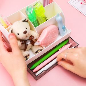 Multifunktionell skrivbordsorganisatör makeups blyerts lagringsstativ Box School Office Stationery Creative Desk Sundries Pen Holder