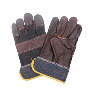 耐火性耐久性デニムハーフレザー溶接機の手袋耐火作業安全手袋溶接金属ハンドツールワークグローブ