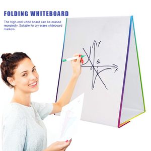 Dubbelsidig torr raderingskort fällbar skrivbord dubbelsidig whiteboard magnetisk whiteboard kylskåp klistermärken vägg klistermärken