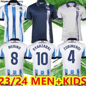 Real 23 24 Sociedad Soccer Jerseys Oyarzabal x Prieto Portu David Silva Футбольная рубашка для 2023 года. Карлос Фернандес Камисета де -Футбол мужской комплект детское оборудование