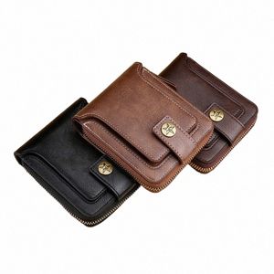 メンズヴィンテージウォレットPUレザーショートマンHasp Zipper Clutch Solid Color Wallet