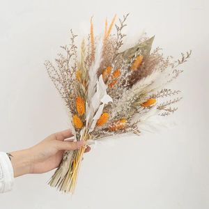 Decorative Flowers Natural Pampas Grass Dried Palm Leaves Bouquets For Boho Style Neutral Home House Decor Farmhouse Wedding Party