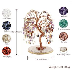 Decorative Figurines Stone Gravel Winding 18 Branches Trunk Curved Original Color Agate Base Tree Ornaments