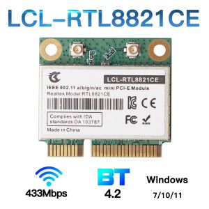 카드 RTL8821CE 802.11AC 용 Bluetooth 4.2 433Mbps 2.4GHz/5GHz 듀얼 밴드 미니 PCIE WiFi 카드 RTL8821 지원 노트북/PC Windows10/11