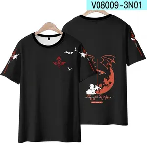 Moletons masculinos Touhou Design Tinplate Scarlet 3D Printing T-shirt Summer Round Round Manga curta Kimono Game Anime Streetwear