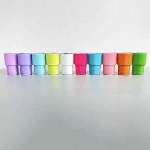 Muggar mini tumbler skottglas med lock halm tumlare 2oz 3oz dubbelisolerat rostfritt stål sublimering skjutglasögon öl kopp 1 st 240410