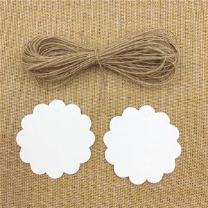 100PCS/ロットホワイトブラックブラウンクラフトペーパータグフラワーラベル荷物結婚式のメモ空白価格ハングタグ6*6cm