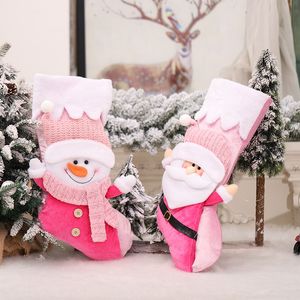 Presente personalizada de meias de Natal, menina rosa, nome personalizado Nome da família Presente de Natal Baby Primeiro Ornamento de Meias de Natal