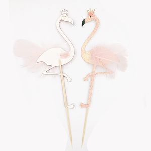 Toppers de bolo de flamingo Big Feliz aniversário de chá de chá de chá de chá de chá de casamento de casamento de festas de festas de verão