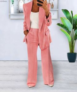 بدلات النساء Blazers Blazer Women and Pants مجموعة من قطعتين 2023 الخريف/الشتاء الأزياء متعددة الاستخدامات السترة الطويلة السترة والسرطان الإناث C240410