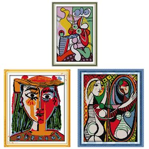 Joy Sunday Stamped Cross Stitch Kit Picasso's Painting Patterns 14CT 11CT Counted Fabric Handmade DIY Embroidery Needlework Sets