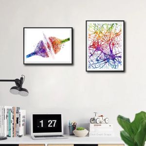 Neuroscience Neurology Medical Biology Gift Synapse Receptor Brain Nerve Cell Art Anatomy Poster Canvas Painting Wall Decor