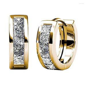 Hoop Earrings Huitan Fashion Versatile Women With Half Circle Cubic Zirconia Exquisite Gift Temperament Female Jewelry