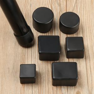 4Pcs Black PVC Chair Leg Caps New Round Bottom Furniture Feet Silicone Pads Non-Slip Covers Floor Protectors Tool Accessories