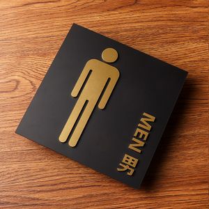 Placas de porta acrílica sofisticada WC Men Women Sinais do banheiro Número da casa Adesivo de porta solicita placas criativas de placas de banheiro sinalização de banheiro