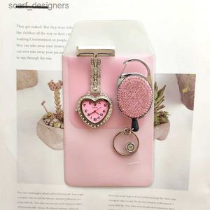 Pocket Watches Blitzschwester FOB Sparkle Krankenschwester Pocket Eggo Jojo Penholder Herzförmiges Diamond Brosche Medizinische Uhr Pink Abschlussgeschenk Y240410