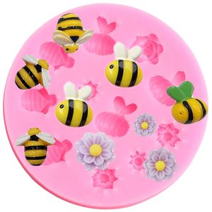 Suncoli di fondente di girasole Bumble Flower Ape silicone stampo per la torta di decorazione di cupcake Topper Candy Candy Polymer Stampo