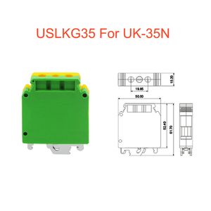 1pcs zemin terminal blokları uslkg35 din ray vidası Morsettiera uk35b/n Sarı yeşil topraklama Bornier Konektörü 35mm² 2AWG