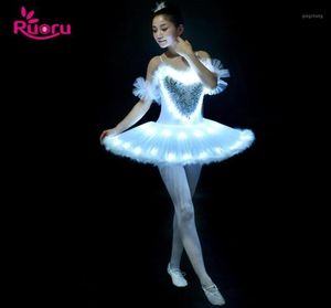 Ruoru Professional Ballet Tutu Led Led Swan Lake Dorosły Dance Ubrania Kobieta Ballerina Dress for Party Girls5754833