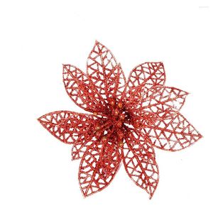 Dekorativa blommor 10st Simulerad julkonstgjord plast för träd (röd)