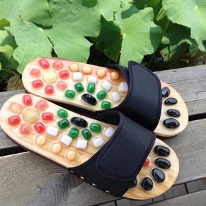 Relaxally Acupressure Slippers Foot Massage with Natural Stone Therapeutic Reflexology Sandals Foot Acupoint Massager