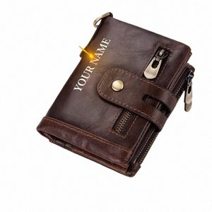 Portfel męski puszysty męski RFID prawdziwy skórzany portfel dla mężczyzn z uchwytem na kartę kredytową luksusowy projekt bifold monety zamków kieszonkowy m8im#